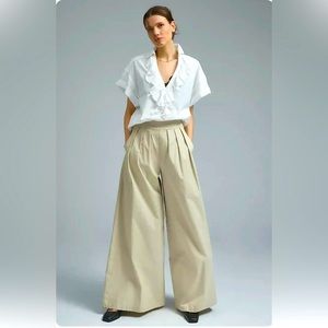 Pilcro Anthropologie Short-Sleeve Reworked Ruffled Tunic Top White